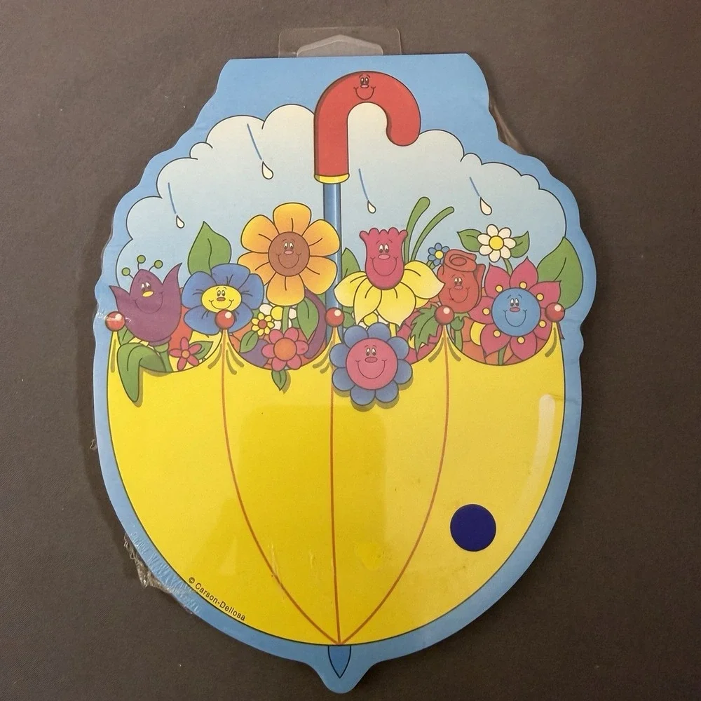 Vintage Carson Dellosa Smiling Flowers Umbrella Note Pad Y2K 50 Sheets Classroom